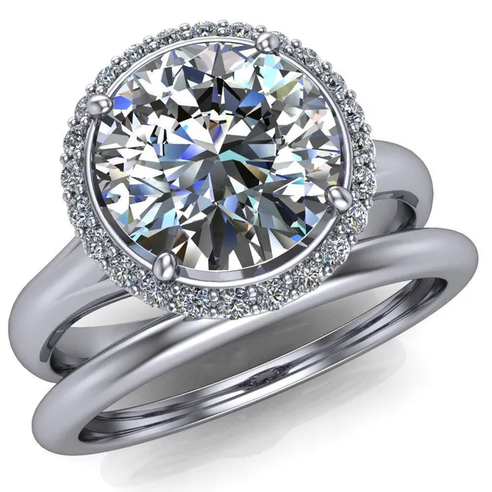 Fire Brilliance Rings Everly Round Center Stone Exquisite Bravada Shank Halo Diamond Ring