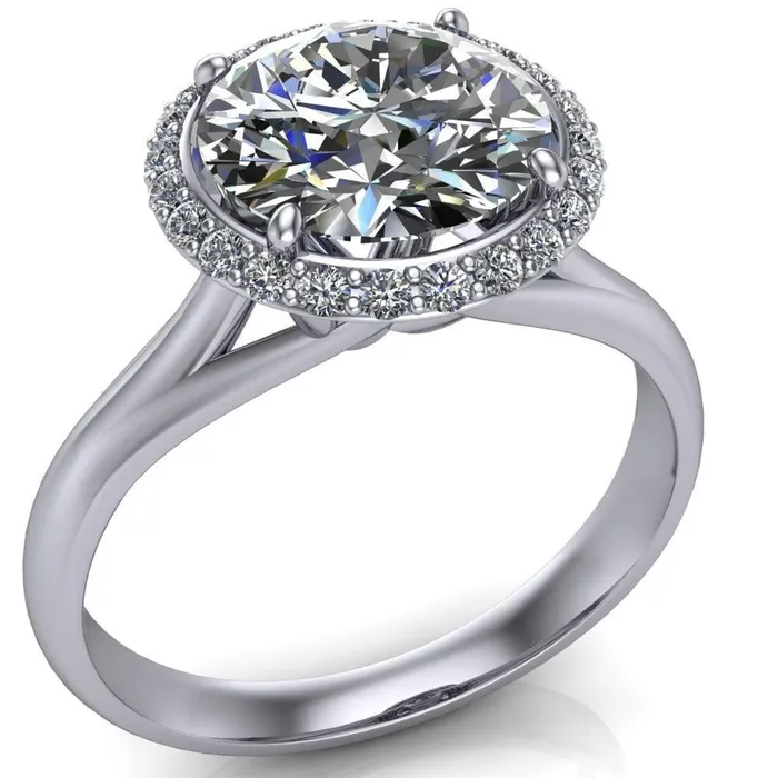 Fire Brilliance Rings Everly Round Center Stone Exquisite Bravada Shank Halo Diamond Ring