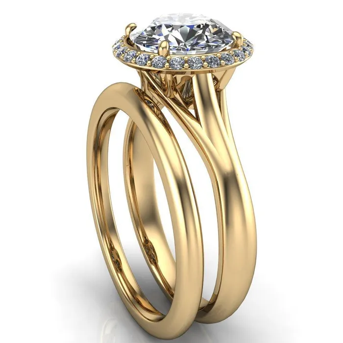 Fire Brilliance Rings Everly Round Center Stone Exquisite Bravada Shank Halo Diamond Ring
