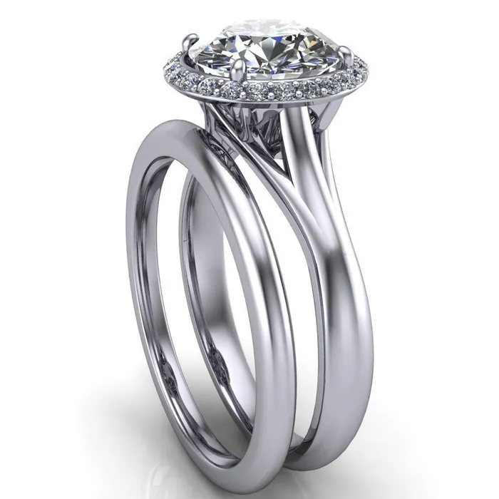 Fire Brilliance Rings Everly Round Center Stone Exquisite Bravada Shank Halo Diamond Ring