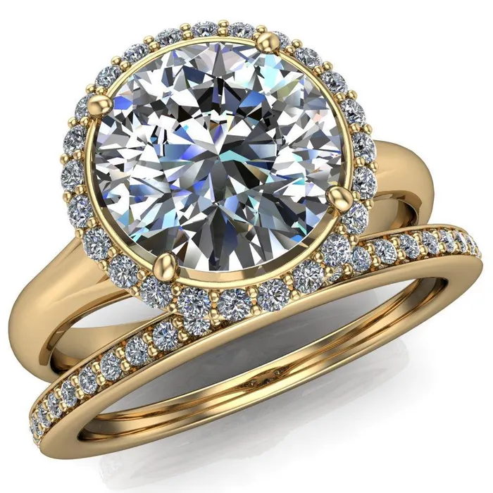 Fire Brilliance Rings Everly Round Center Stone Exquisite Bravada Shank Halo Diamond Ring