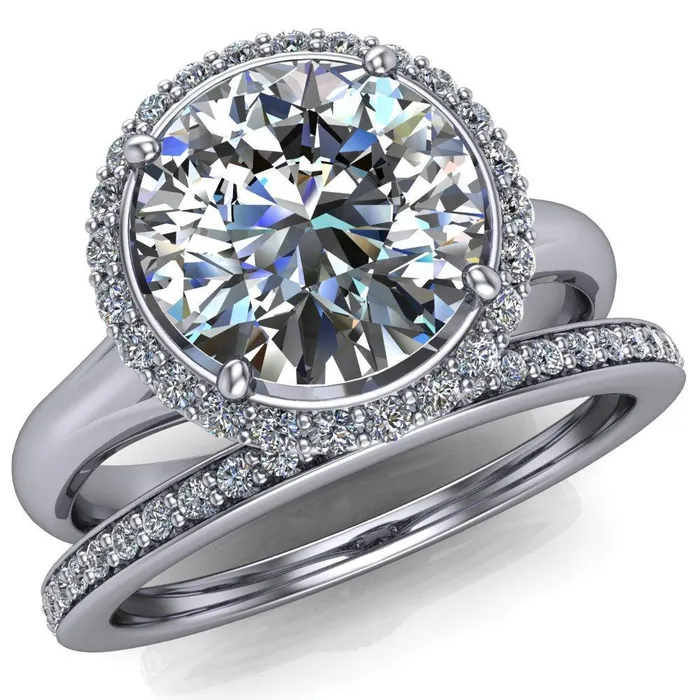 Fire Brilliance Rings Everly Round Center Stone Exquisite Bravada Shank Halo Diamond Ring