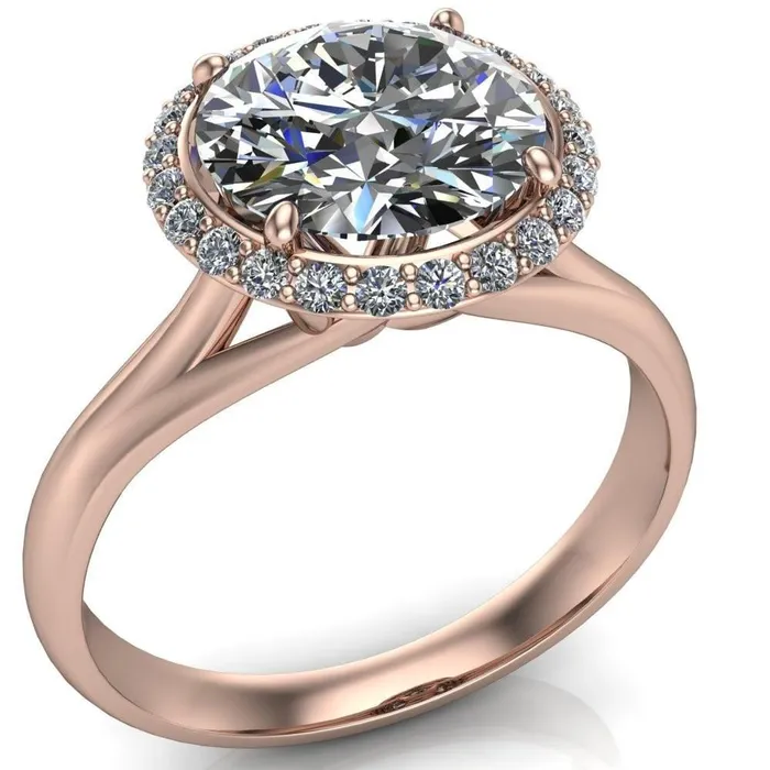 Fire Brilliance Rings Everly Round Center Stone Exquisite Bravada Shank Halo Diamond Ring