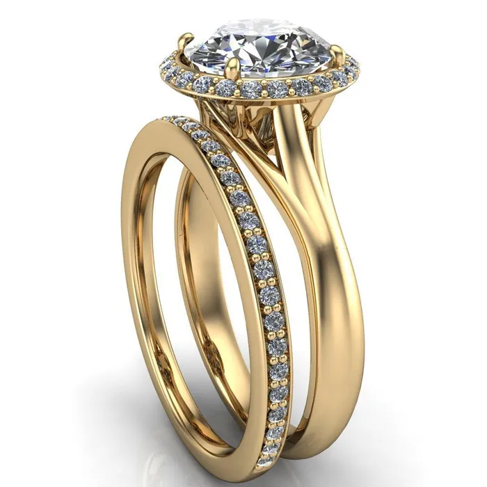 Fire Brilliance Rings Everly Round Center Stone Exquisite Bravada Shank Halo Diamond Ring