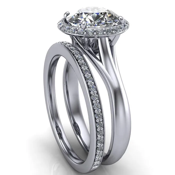 Fire Brilliance Rings Everly Round Center Stone Exquisite Bravada Shank Halo Diamond Ring