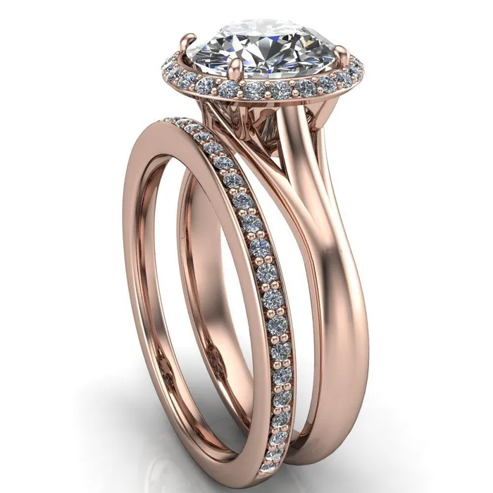 Fire Brilliance Rings Everly Round Center Stone Exquisite Bravada Shank Halo Diamond Ring