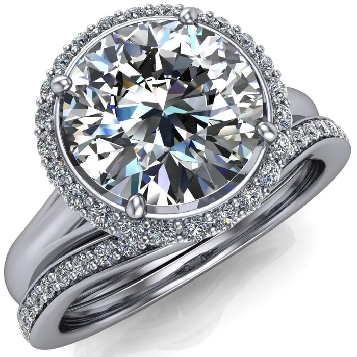 Fire Brilliance Rings Everly Round Center Stone Exquisite Bravada Shank Halo Diamond Ring