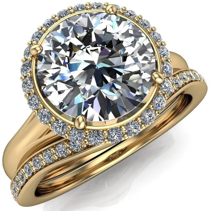 Fire Brilliance Rings Everly Round Center Stone Exquisite Bravada Shank Halo Diamond Ring
