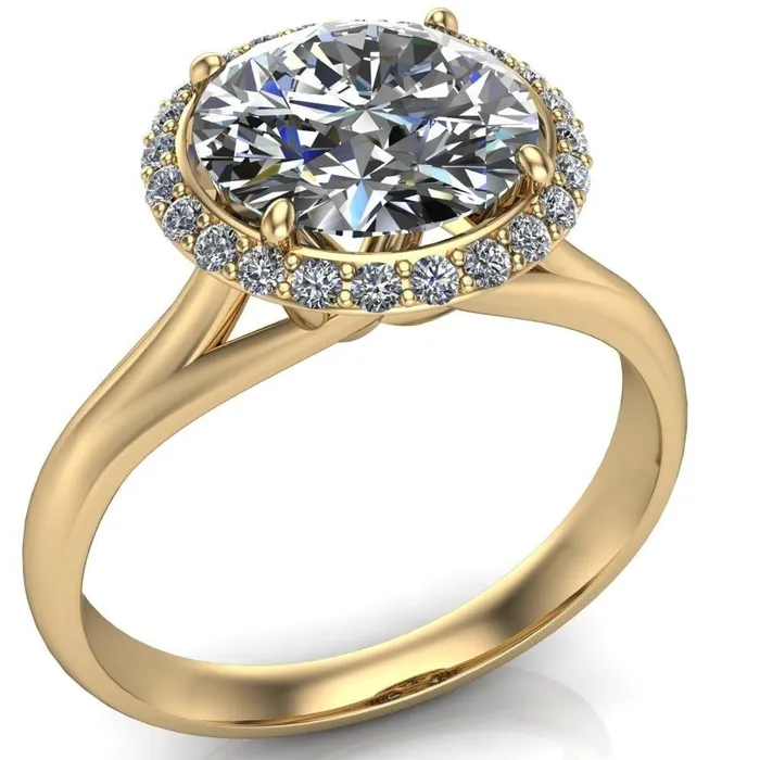 Fire Brilliance Rings Everly Round Center Stone Exquisite Bravada Shank Halo Diamond Ring