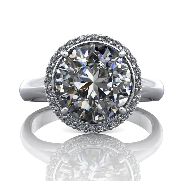 Fire Brilliance Rings Everly Round Center Stone Exquisite Bravada Shank Halo Diamond Ring