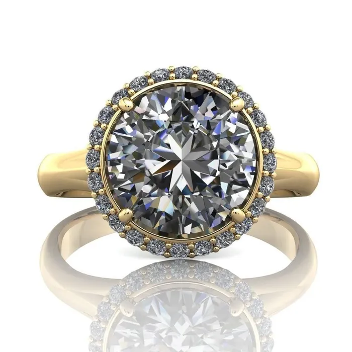 Fire Brilliance Rings Everly Round Center Stone Exquisite Bravada Shank Halo Diamond Ring