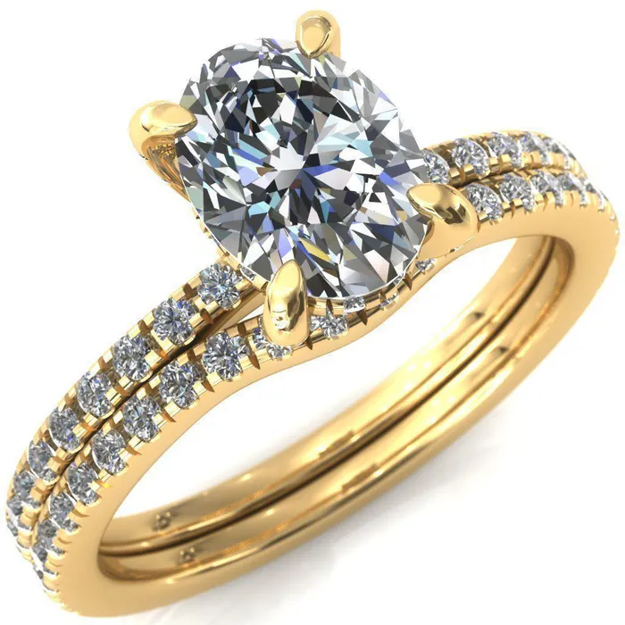 Fire Brilliance Rings Ezili Oval Center Stone 4 Claw Prong Micro Pave Diamond Sides Engagement Ring Fire Brilliance Rings Ezili Oval Center Stone 4 Claw Prong Micro Pave Diamond Sides Engagement Ring