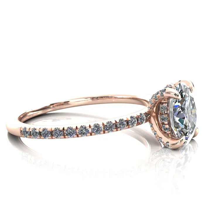 Fire Brilliance Rings Ezili Oval Center Stone 4 Claw Prong Micro Pave Diamond Sides Engagement Ring