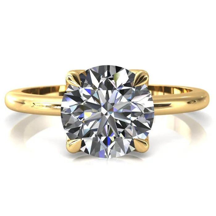 Fire Brilliance Rings Felicity Round LabGrown Diamond Center Stone 4 Claw Prong Petal Basket Engagement Ring