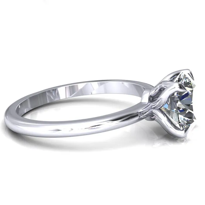 Fire Brilliance Rings Felicity Round LabGrown Diamond Center Stone 4 Claw Prong Petal Basket Engagement Ring