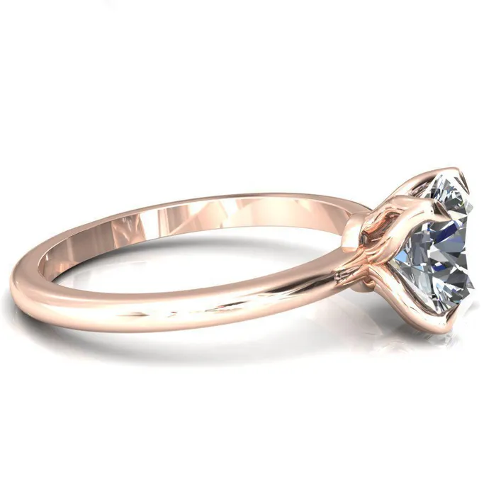 Fire Brilliance Rings Felicity Round LabGrown Diamond Center Stone 4 Claw Prong Petal Basket Engagement Ring