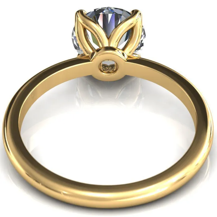 Fire Brilliance Rings Felicity Round LabGrown Diamond Center Stone 4 Claw Prong Petal Basket Engagement Ring