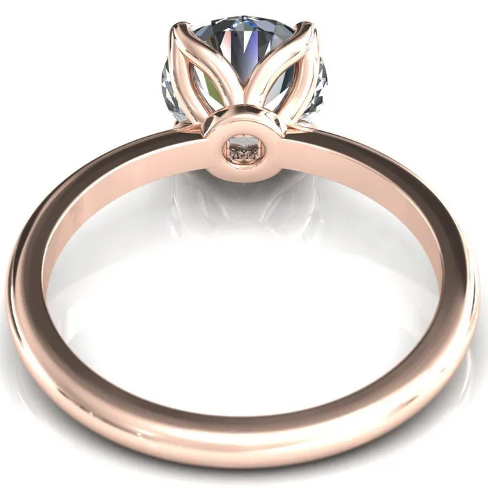 Fire Brilliance Rings Felicity Round LabGrown Diamond Center Stone 4 Claw Prong Petal Basket Engagement Ring