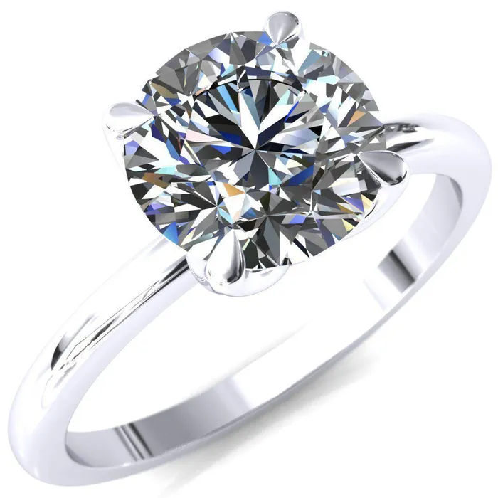 Fire Brilliance Rings Felicity Round LabGrown Diamond Center Stone 4 Claw Prong Petal Basket Engagement Ring