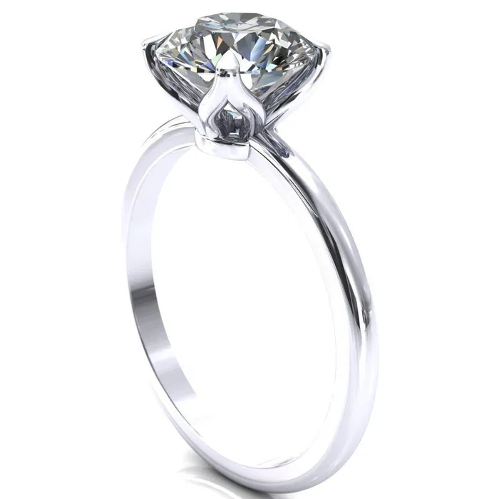 Fire Brilliance Rings Felicity Round LabGrown Diamond Center Stone 4 Claw Prong Petal Basket Engagement Ring