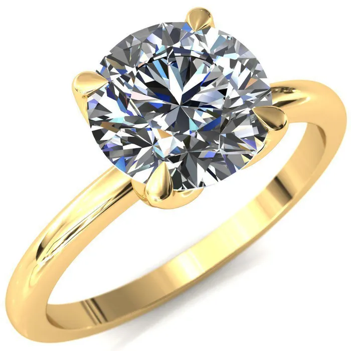 Fire Brilliance Rings Felicity Round LabGrown Diamond Center Stone 4 Claw Prong Petal Basket Engagement Ring