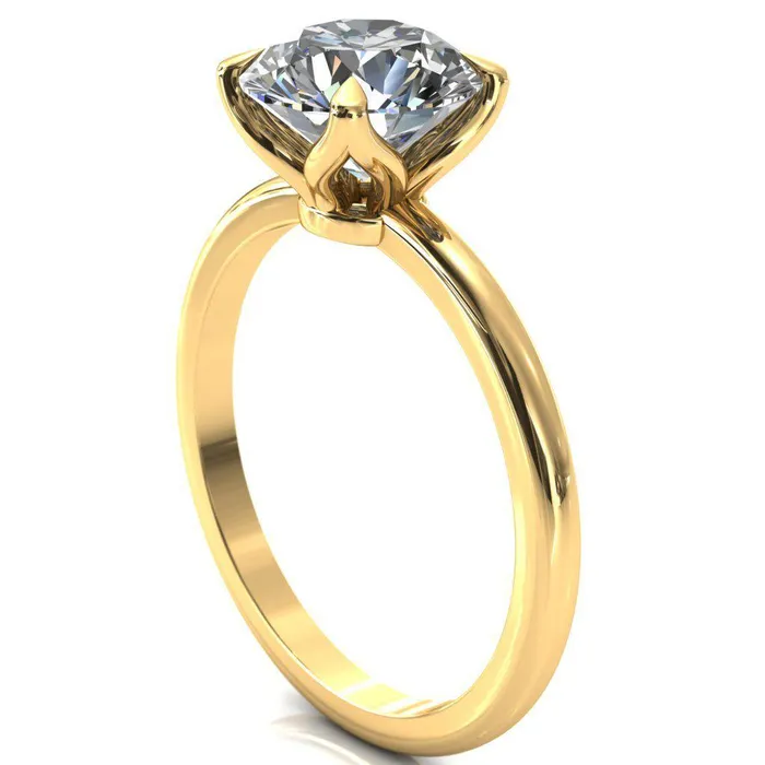 Fire Brilliance Rings Felicity Round LabGrown Diamond Center Stone 4 Claw Prong Petal Basket Engagement Ring