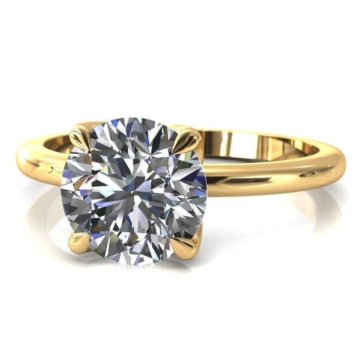 Fire Brilliance Rings Felicity Round LabGrown Diamond Center Stone 4 Claw Prong Petal Basket Engagement Ring