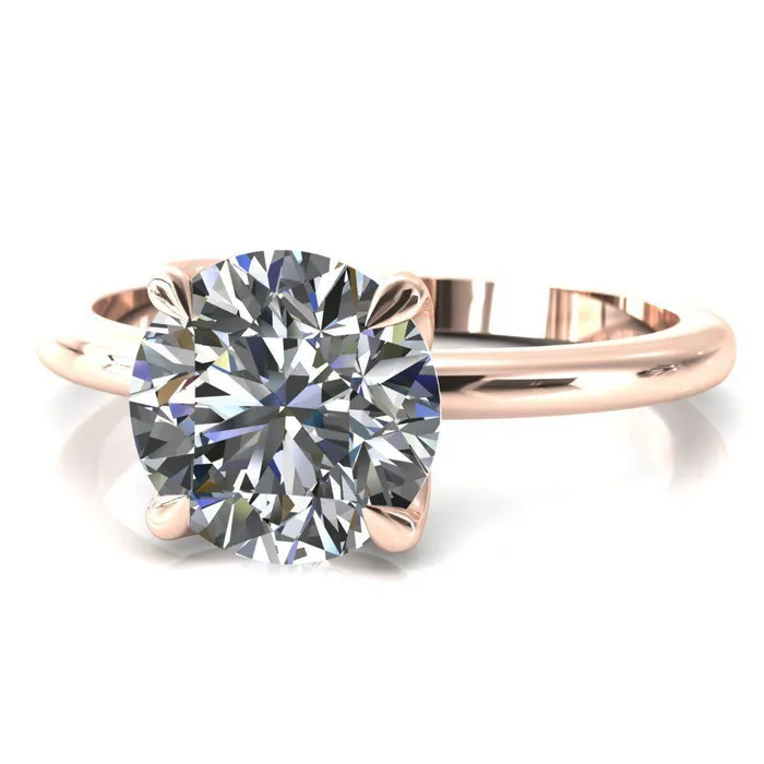 Fire Brilliance Rings Felicity Round LabGrown Diamond Center Stone 4 Claw Prong Petal Basket Engagement Ring