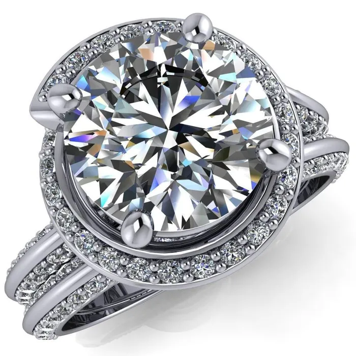 Fire Brilliance Rings Gianna Round Center Stone and Diamond Halo Swirl Ring Fire Brilliance Rings Gianna Round Center Stone and Diamond Halo Swirl Ring