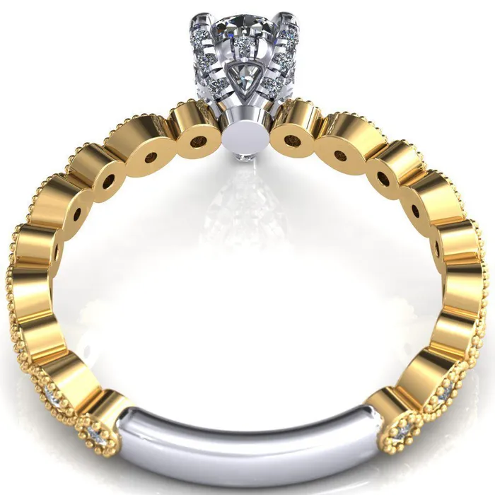 Fire Brilliance Rings Lizette Pear Moissanite 3 Claw Prong 34 Eternity Milgrain Diamond Shank Engagement Ring