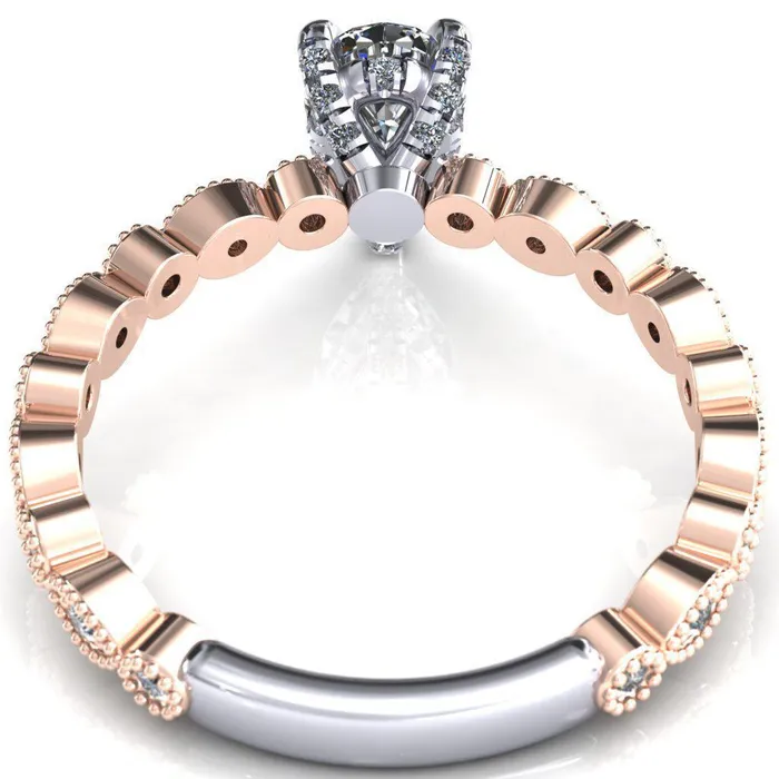 Fire Brilliance Rings Lizette Pear Moissanite 3 Claw Prong 34 Eternity Milgrain Diamond Shank Engagement Ring