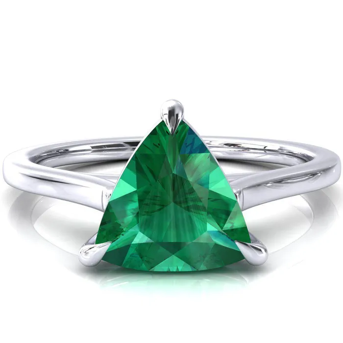 Fire Brilliance Rings Lizzy Trillion Emerald 3 Claw Prong Cathedral Engagement Ring Fire Brilliance Rings Lizzy Trillion Emerald 3 Claw Prong Cathedral Engagement Ring