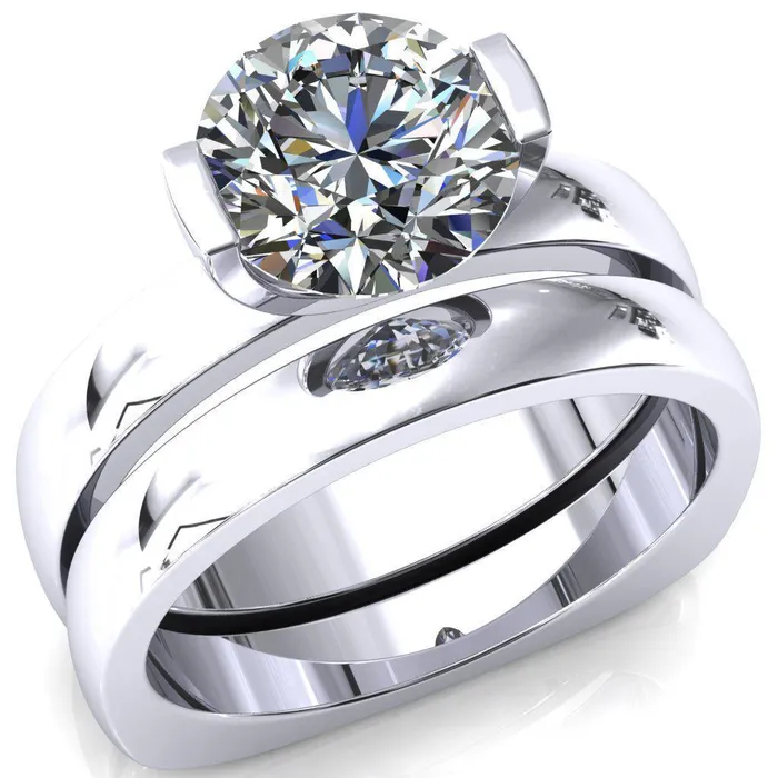 Fire Brilliance Rings Maia Round Center Stone U Gallery Half Bezel Set Euro Shank Solitaire Ring