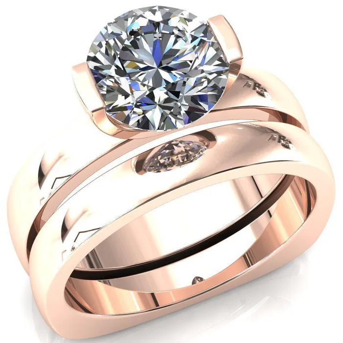 Fire Brilliance Rings Maia Round Center Stone U Gallery Half Bezel Set Euro Shank Solitaire Ring