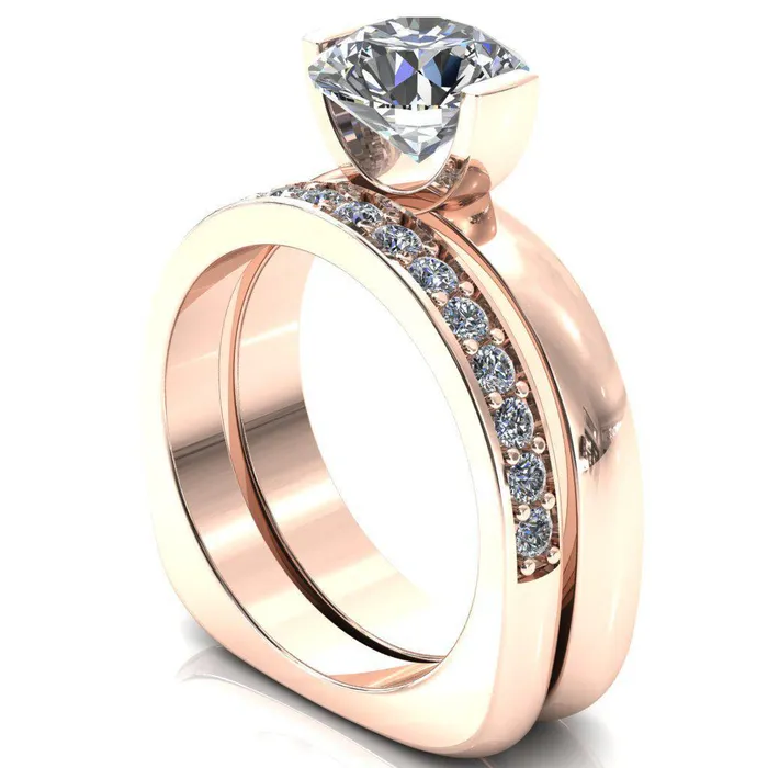 Fire Brilliance Rings Maia Round Center Stone U Gallery Half Bezel Set Euro Shank Solitaire Ring