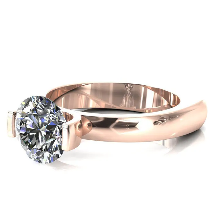 Fire Brilliance Rings Maia Round Center Stone U Gallery Half Bezel Set Euro Shank Solitaire Ring