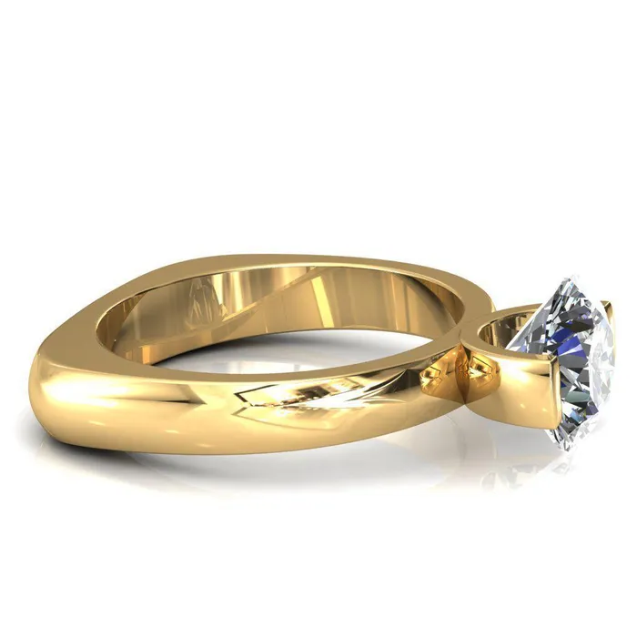 Fire Brilliance Rings Maia Round Center Stone U Gallery Half Bezel Set Euro Shank Solitaire Ring