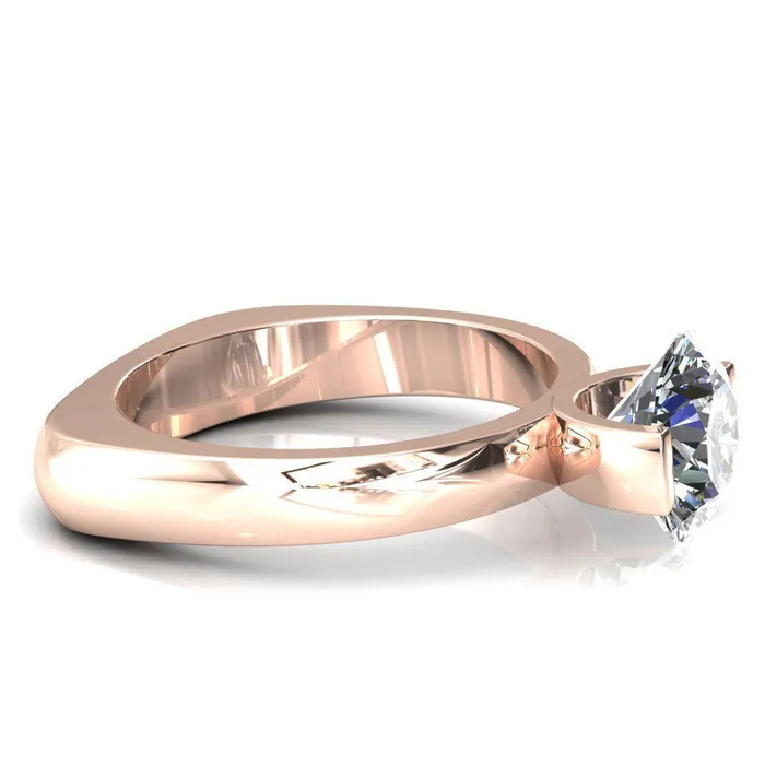 Fire Brilliance Rings Maia Round Center Stone U Gallery Half Bezel Set Euro Shank Solitaire Ring