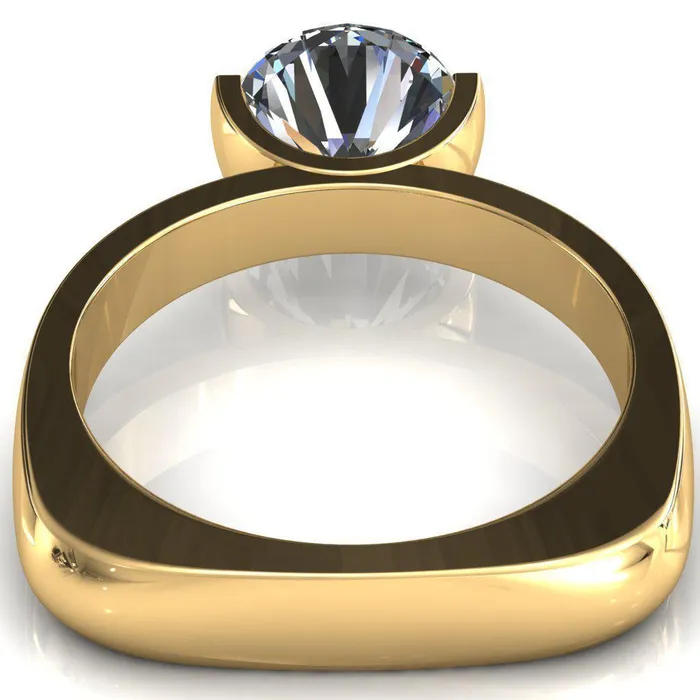 Fire Brilliance Rings Maia Round Center Stone U Gallery Half Bezel Set Euro Shank Solitaire Ring
