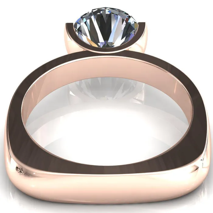 Fire Brilliance Rings Maia Round Center Stone U Gallery Half Bezel Set Euro Shank Solitaire Ring