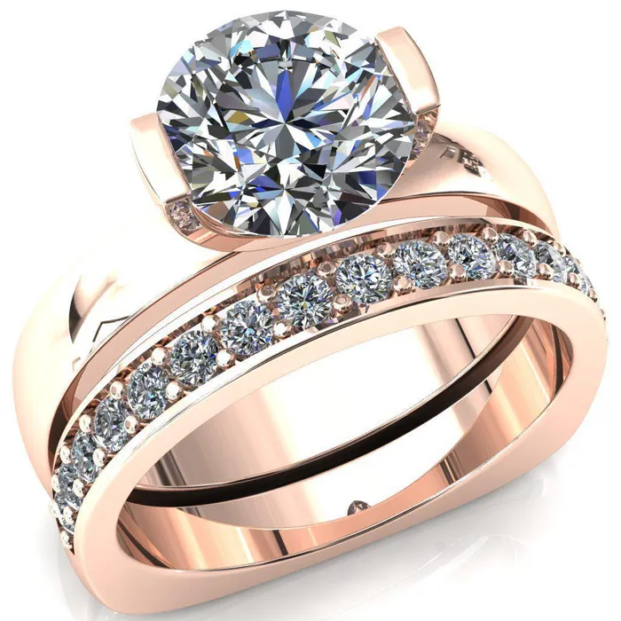 Fire Brilliance Rings Maia Round Center Stone U Gallery Half Bezel Set Euro Shank Solitaire Ring