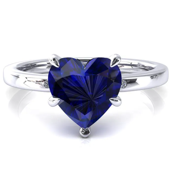 Fire Brilliance Rings Maise Heart Blue Sapphire 5 Prong Diamond Accent Engagement Ring Fire Brilliance Rings Maise Heart Blue Sapphire 5 Prong Diamond Accent Engagement Ring