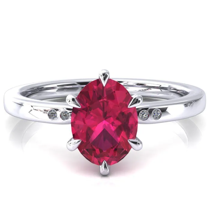 Fire Brilliance Rings Maise Oval Ruby 6 Prong Diamond Accent Engagement Ring Fire Brilliance Rings Maise Oval Ruby 6 Prong Diamond Accent Engagement Ring