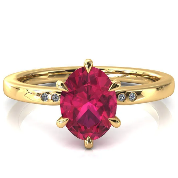 Fire Brilliance Rings Maise Oval Ruby 6 Prong Diamond Accent Engagement Ring