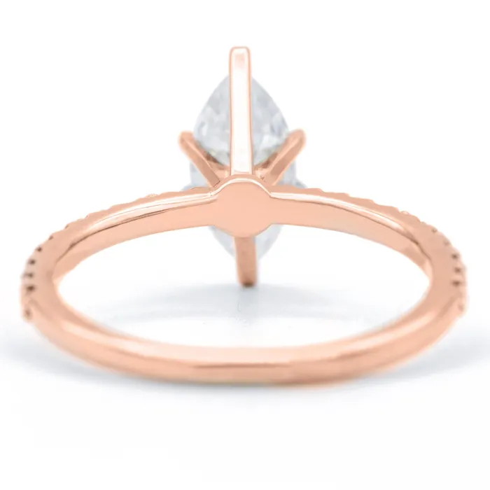 Fire Brilliance Rings Marquise Moissanite 6 Prongs Diamond Accent Ice Solitaire Ring