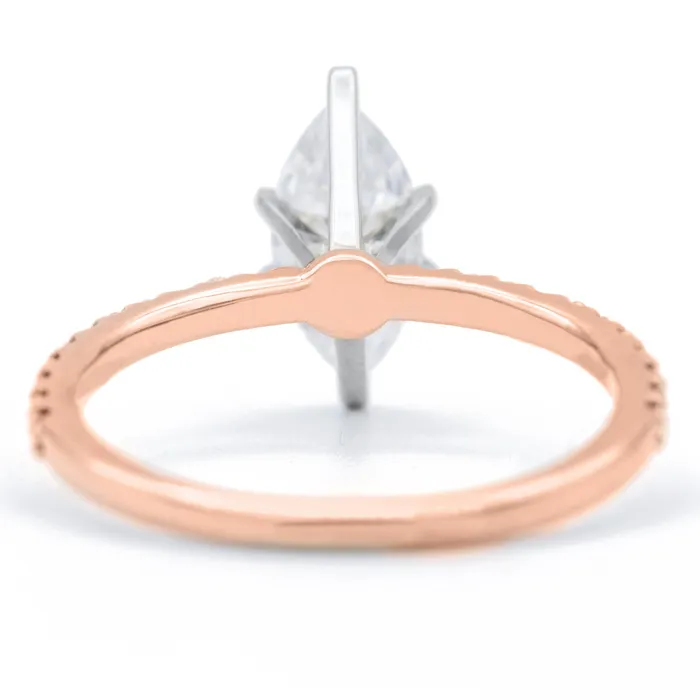 Fire Brilliance Rings Marquise Moissanite 6 Prongs Diamond Accent Ice Solitaire Ring