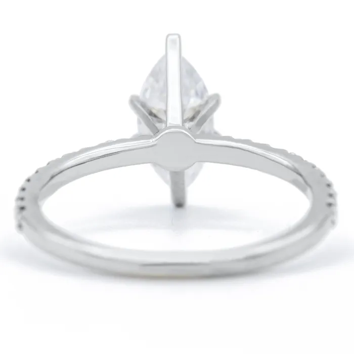 Fire Brilliance Rings Marquise Moissanite 6 Prongs Diamond Accent Ice Solitaire Ring