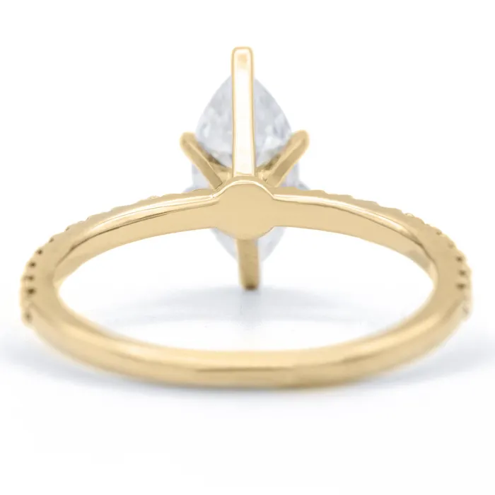 Fire Brilliance Rings Marquise Moissanite 6 Prongs Diamond Accent Ice Solitaire Ring