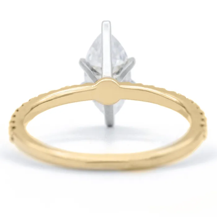 Fire Brilliance Rings Marquise Moissanite 6 Prongs Diamond Accent Ice Solitaire Ring
