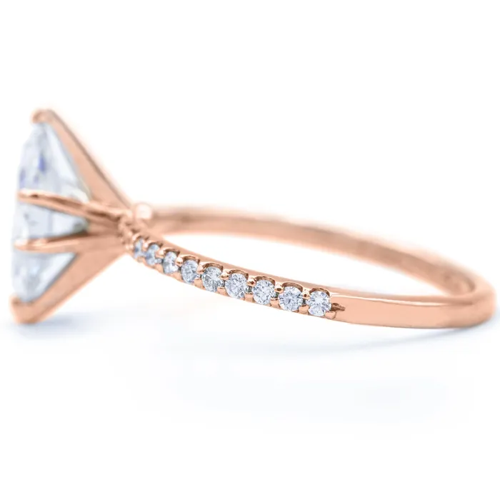 Fire Brilliance Rings Marquise Moissanite 6 Prongs Diamond Accent Ice Solitaire Ring